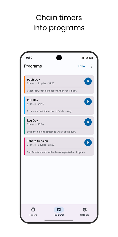 Chain timers into programs