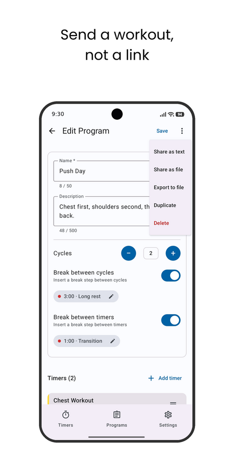 Send a workout, not a link